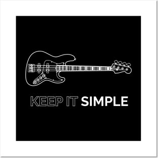 Keep It Simple J-Style Bass Guitar Outline Posters and Art